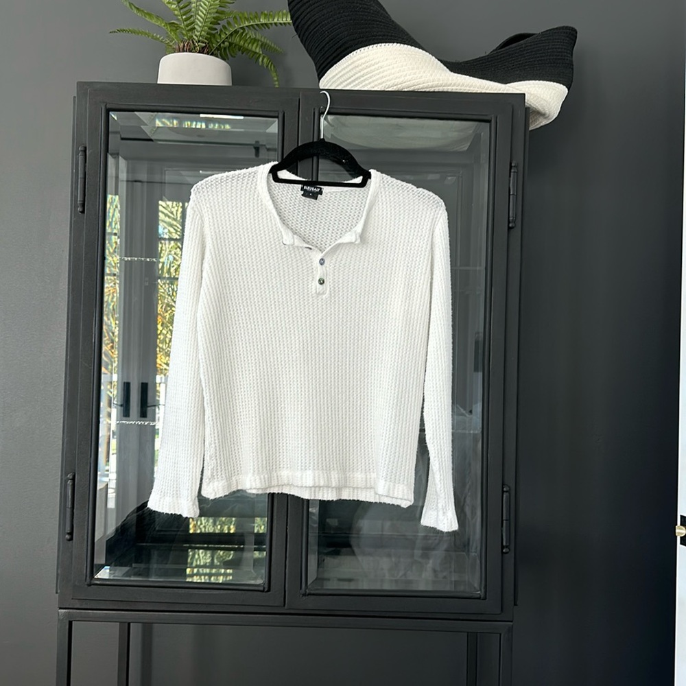 BLEUSALT white waffle top.